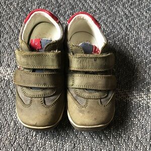 Primigi Olive Green and Navy Kids Sneakers with Red Trim